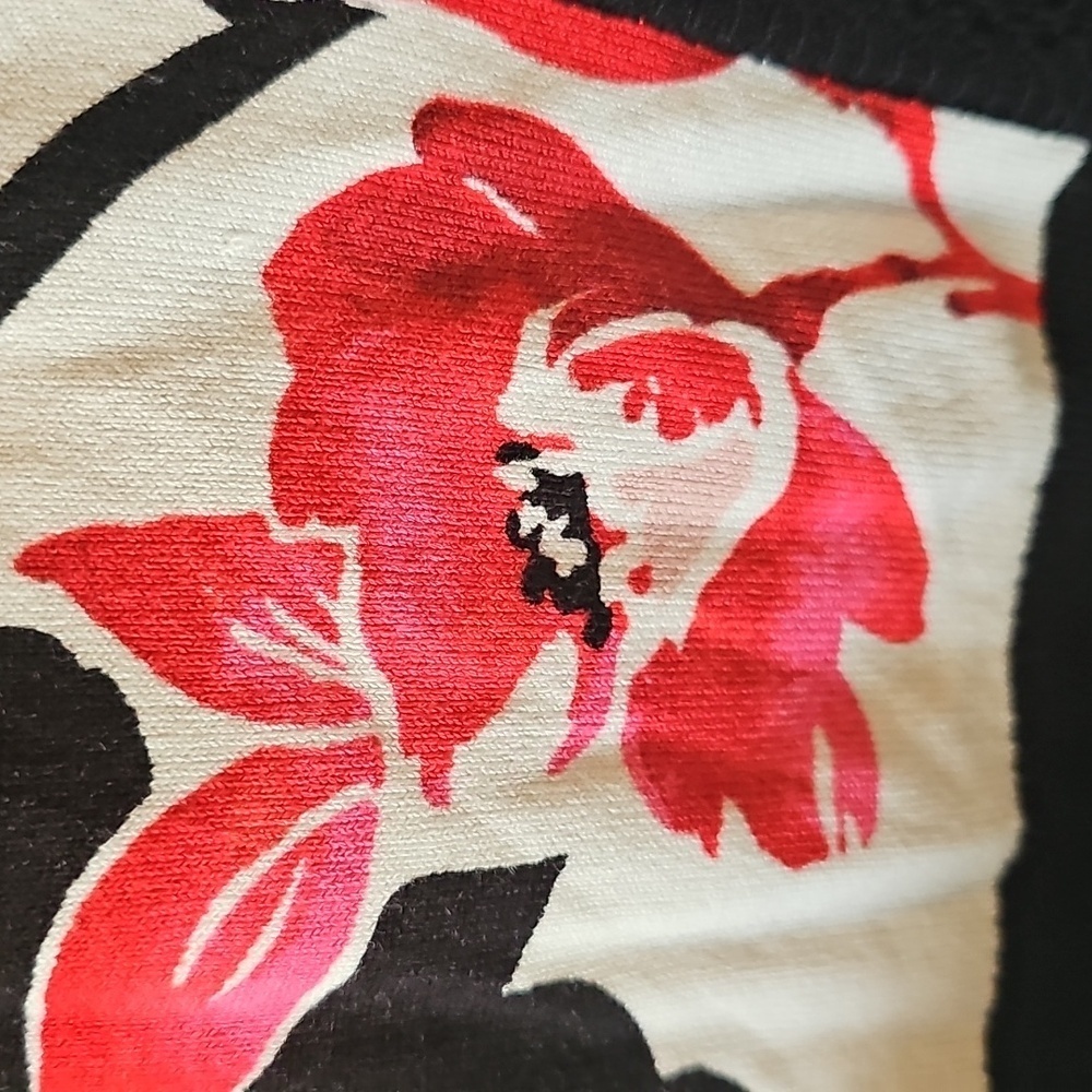 White House Black Market Sz Small Red Black White Floral Cardigan - Picture 7 of 8